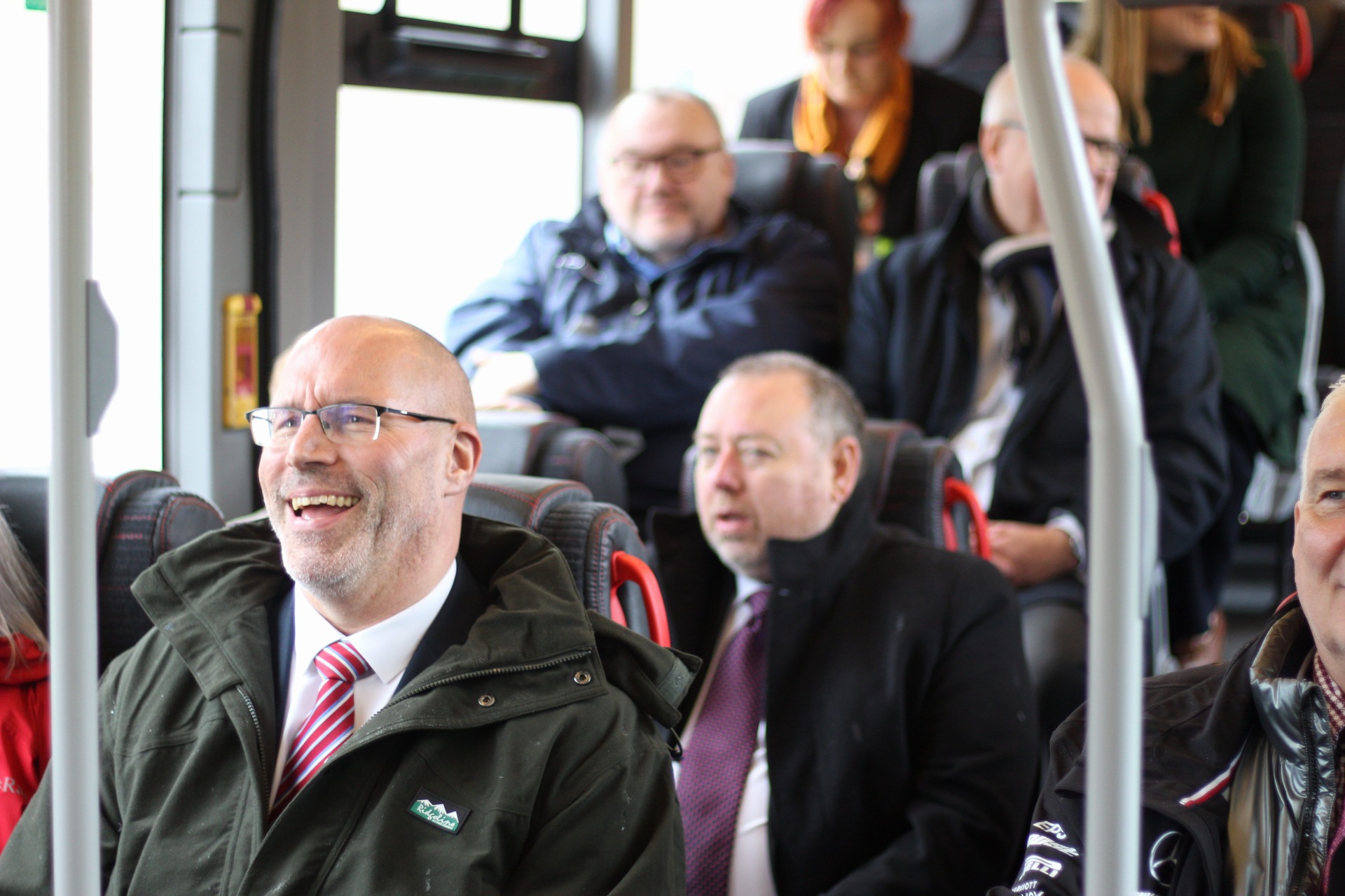 First passengers onboard the T1 bus after launch 