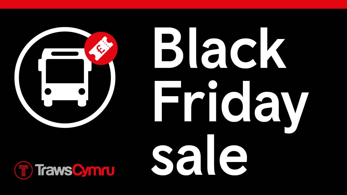 Black Friday Text alongside image of a Bus 